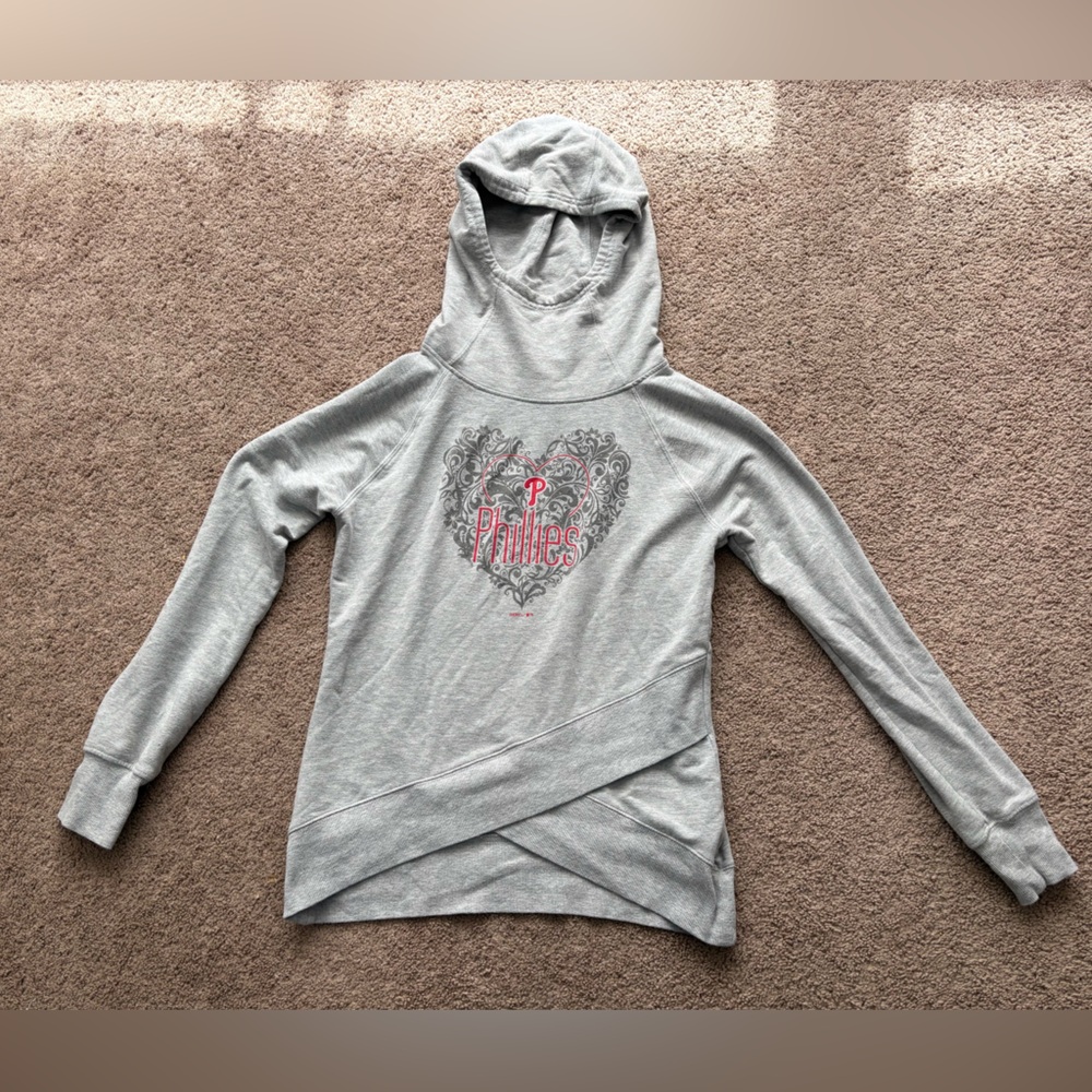 Gray Phillies Hoodie with Red Logo